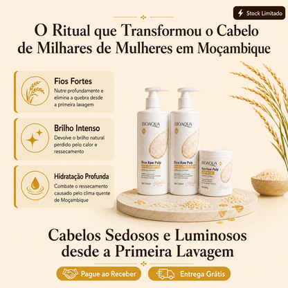 RizaGlow™ — Ritual Capilar de Arroz para Fios Sedosos e Luminosos