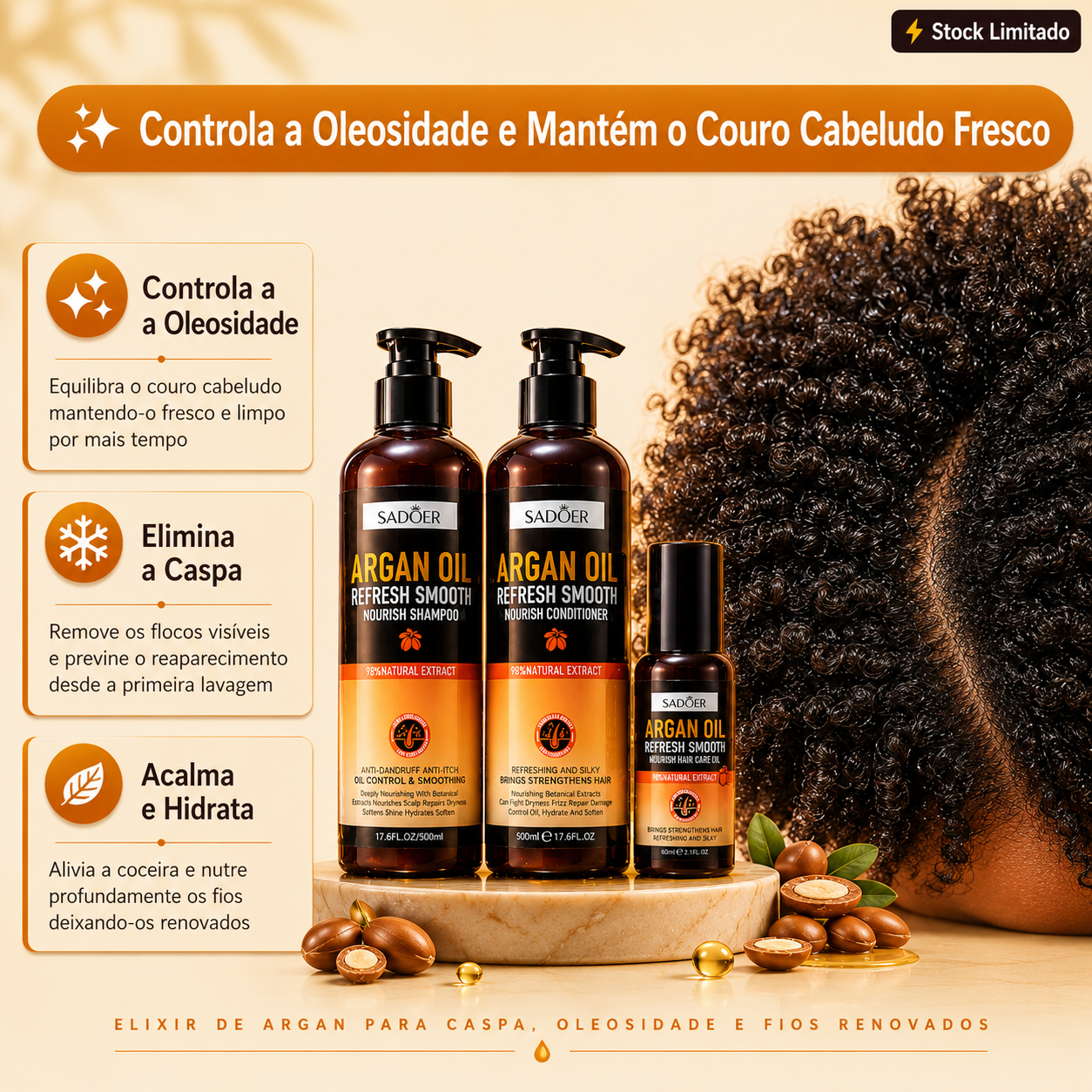 ClearArgan™— Elixir de Argan para Caspa, Oleosidade e Fios Renovados