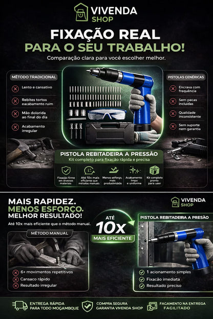 Pistola rebitadeira de alta pressão™  + Kit de Proteção (Luvas e Óculos Incluídos)🔥